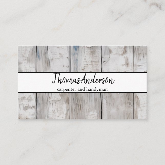 Carte De Visite Professional Wood Grain Rustic Carpentry (Devant)