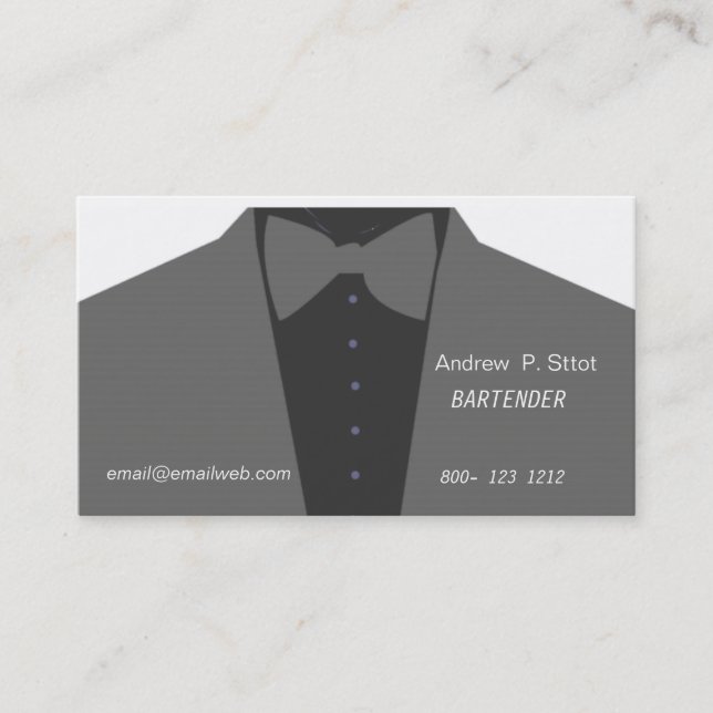 Carte De Visite Professionnel à la mode de barman de restauration (Devant)