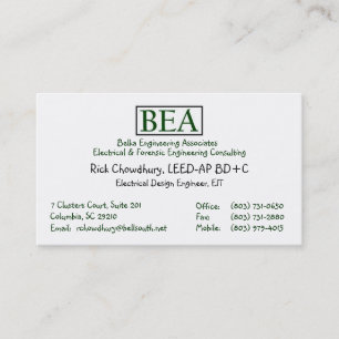 Carte De Visite Professionnel accrédité par LEED