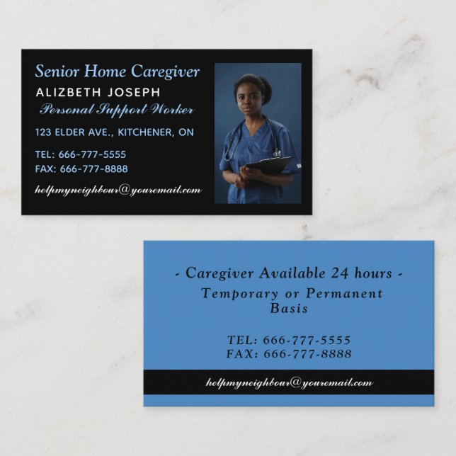 Carte De Visite Professionnel aidant (Devant / Derrière)