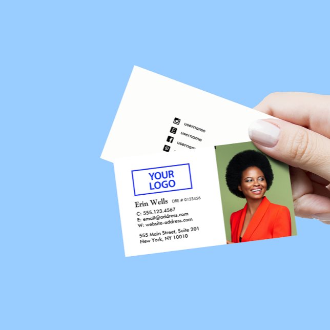 Carte De Visite Professionnel Ajouter un logo photo employé Médias (Créateur téléchargé)