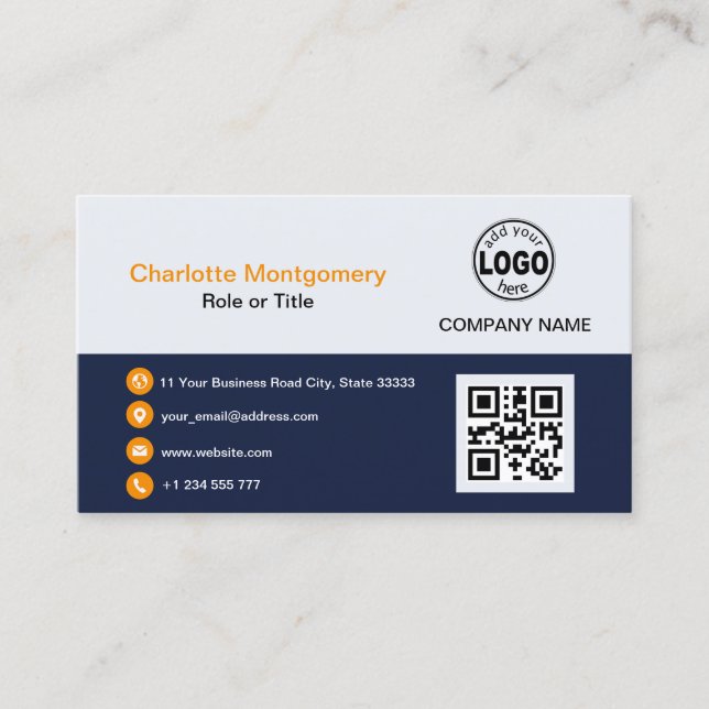 Carte De Visite Professionnel ajoutez votre logo QR Code Photo per (Devant)
