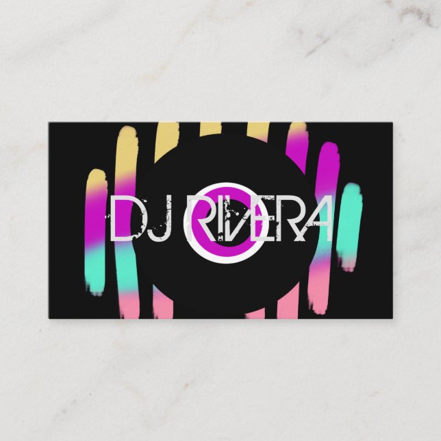 Carte De Visite Professionnel au néon intelligent moderne du DJ de (Devant)