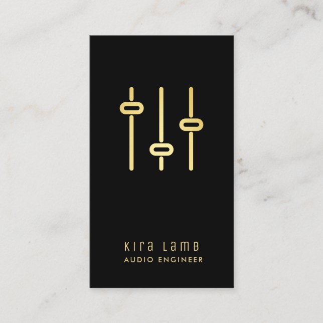 Carte De Visite Professionnel Audio Engineer Black And Gold  (Devant)