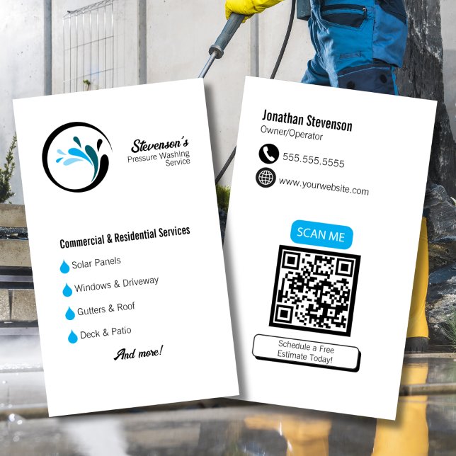 Carte De Visite Professionnel avec lavage à pression personnalisé  (Créateur téléchargé)
