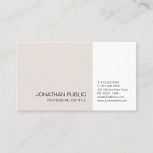 Carte De Visite Professionnel Beige Blanc Élégant Plaine Artistiqu