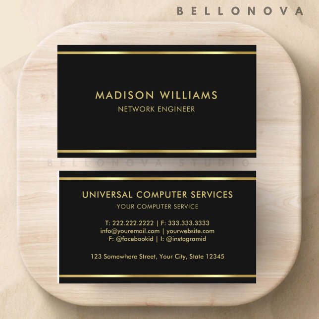 Carte De Visite Professionnel Black and Gold Premium personnalisé (Custom Black and Gold Premium Professional Business Card)