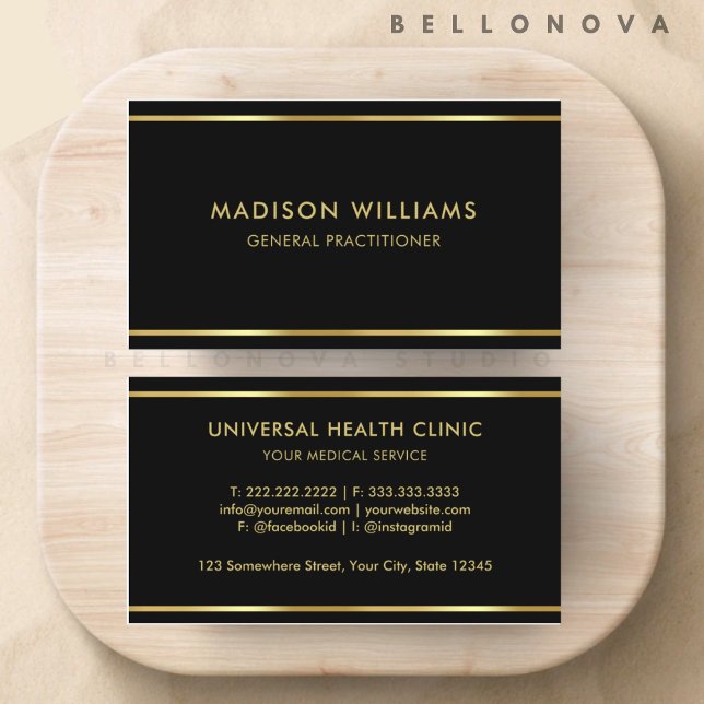 Carte De Visite Professionnel Black and Gold Premium personnalisé (Custom Black and Gold Premium Professional Business Card)