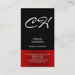 Carte de visite professionnel Black Red Chic