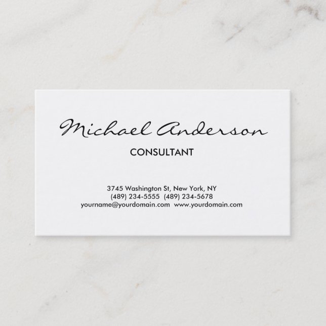 Carte de visite professionnel Black White Script (Devant)