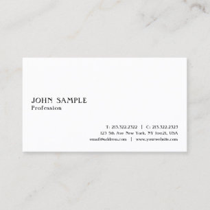 Carte De Visite Professionnel Blanc Moderne Élégant Simple Plain