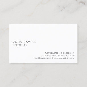 Carte De Visite Professionnel Blanc Moderne Élégant Sleek Plain