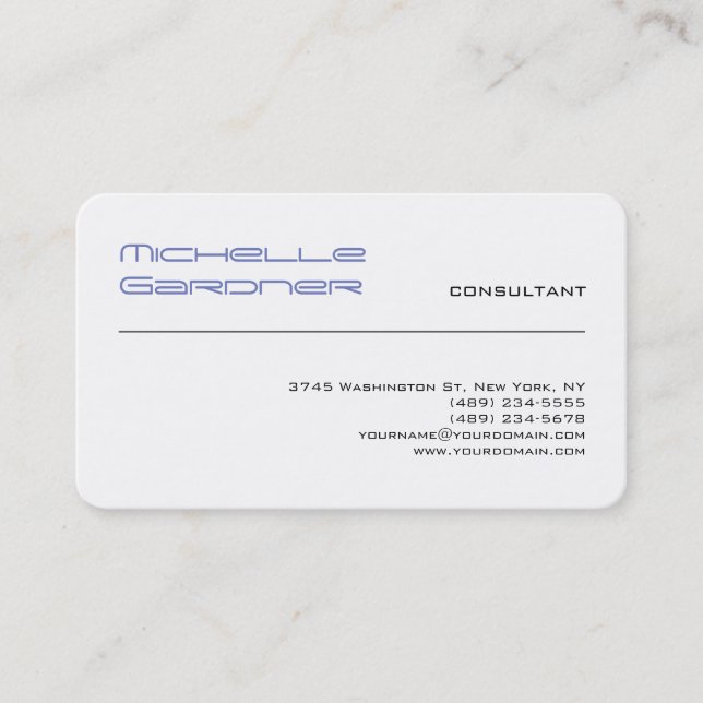 Carte De Visite Professionnel Blanc tendance Plaine créative moder (Devant)