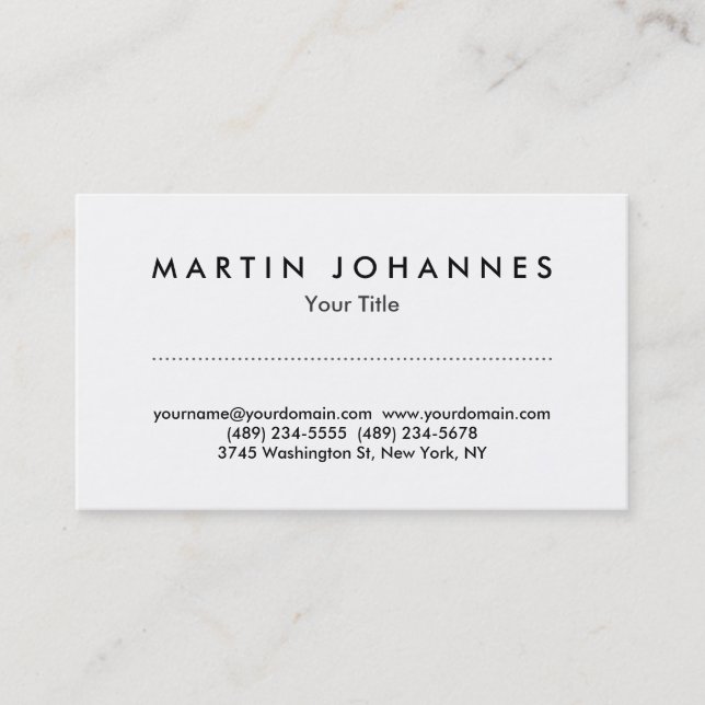 Carte de visite professionnel blanc unique (Devant)