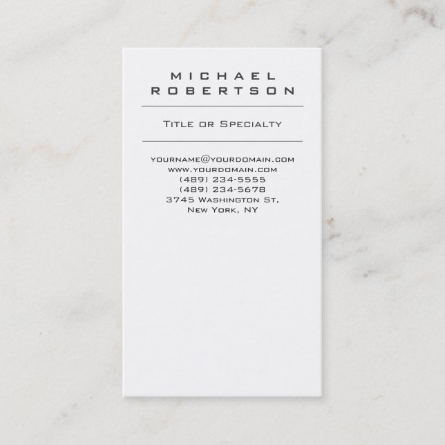 Carte de visite professionnel blanc vertical (Devant)