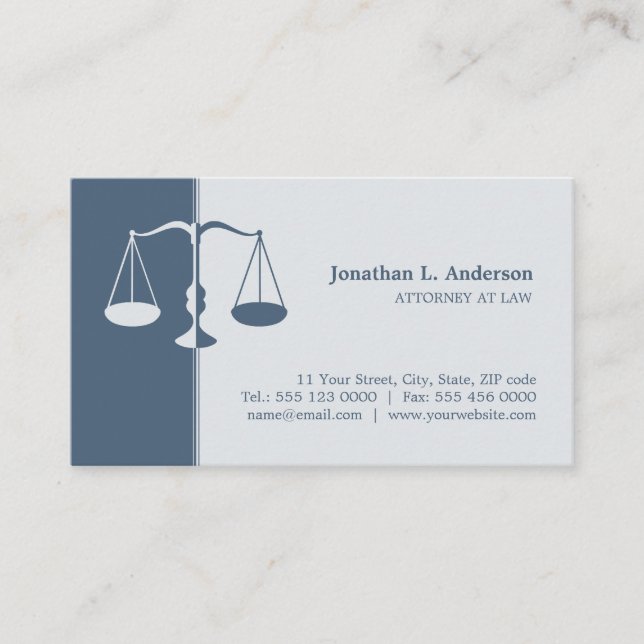 Carte de visite professionnel (bleu) d'avocat de (Devant)