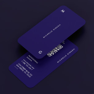 Carte De Visite Professionnel Bleu foncé Simple Minimal