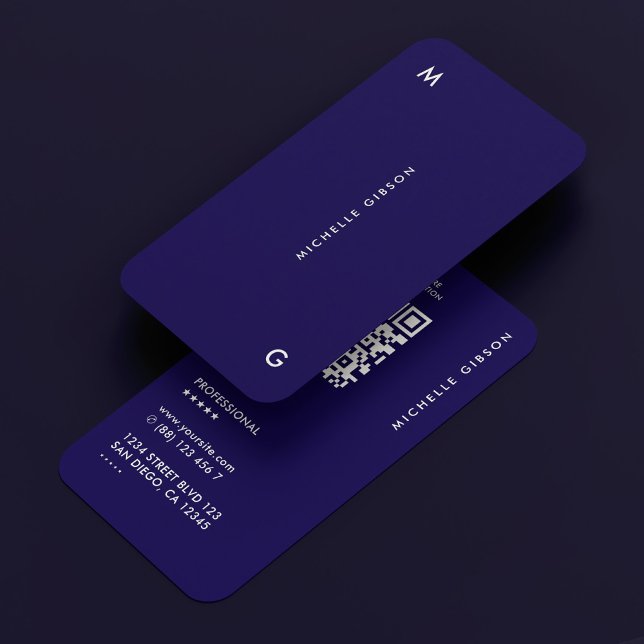 Carte De Visite Professionnel Bleu foncé Simple Minimal (Professional Dark Blue Simple Minimal Business Card
)