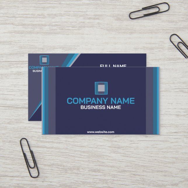 Carte de visite professionnel ; Bleu profond moder (Devant/Arrière en situation)
