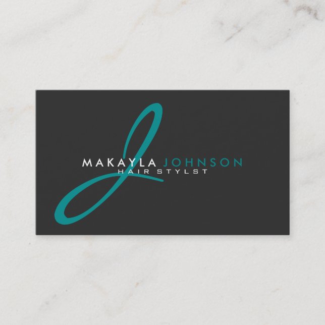 Carte De Visite Professionnel bleu turquoise moderne et simple de (Devant)