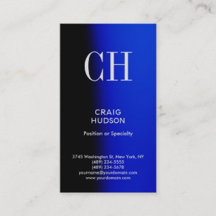 Carte de visite professionnel Blue Black Monogram