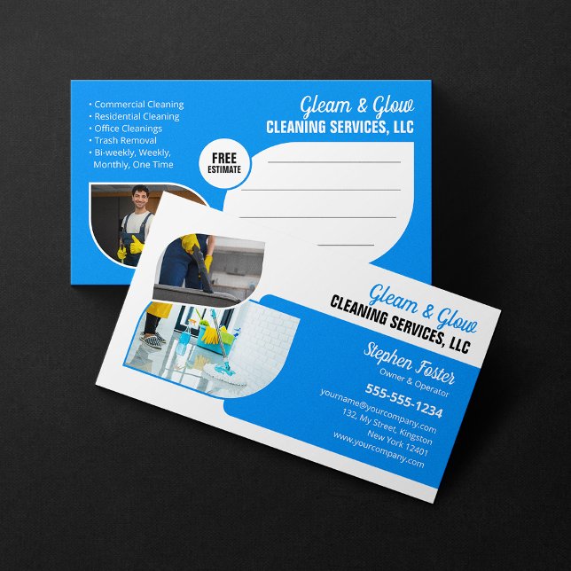 Carte De Visite Professionnel Blue Home Cleaning Maid Janitorial (Créateur téléchargé)