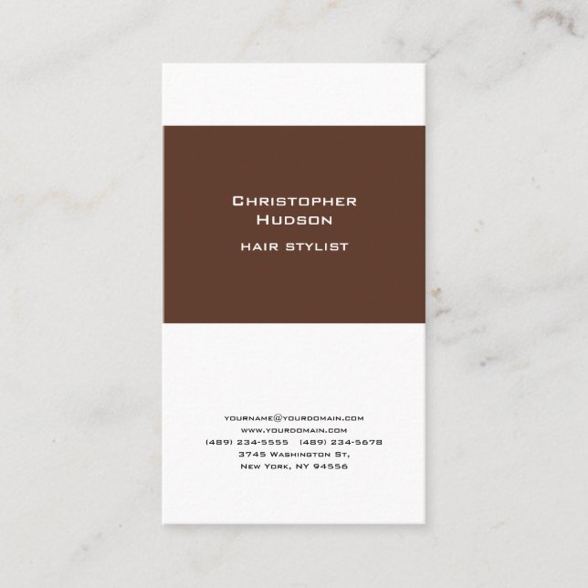 Carte De Visite Professionnel Brown Blanc Simple Coiffure simple S (Devant)