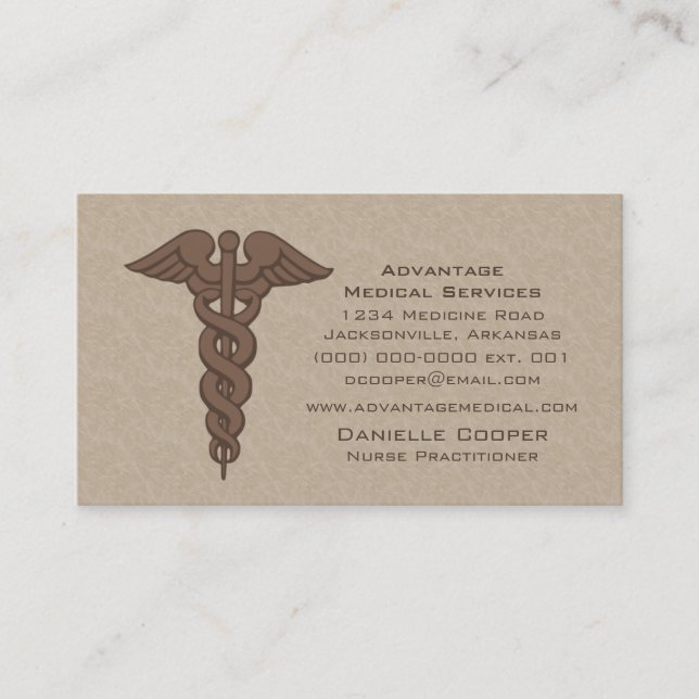 Carte de visite professionnel Caduceus, Brown (Devant)