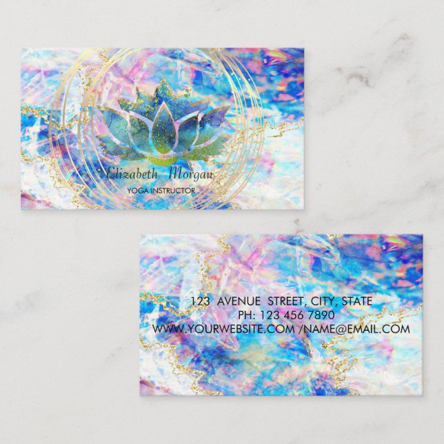 Carte De Visite Professionnel, Cercles d'or Lotus Opal Holographiq (Devant / Derrière)