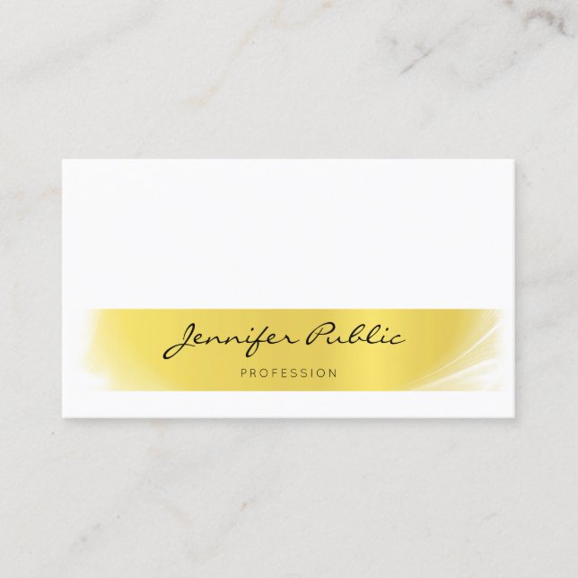 Carte De Visite Professionnel Chic manuscrit Moderne Or Luxe (Devant)