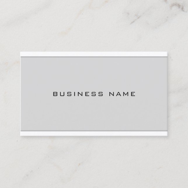 Carte De Visite Professionnel Chic Moderne Gris Blanc Simple Plat (Devant)