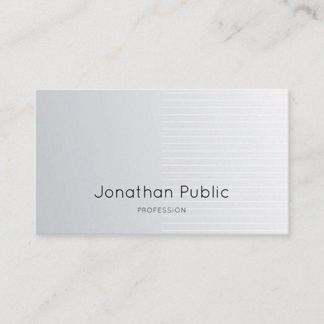 Carte De Visite Professionnel chic moderne Luxe de plaine d'argent (Devant)