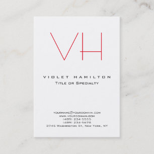 Carte De Visite Professionnel Chic Monogramme Rouge Blanc Moderne