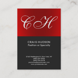 Carte de visite professionnel Chic Red Grey