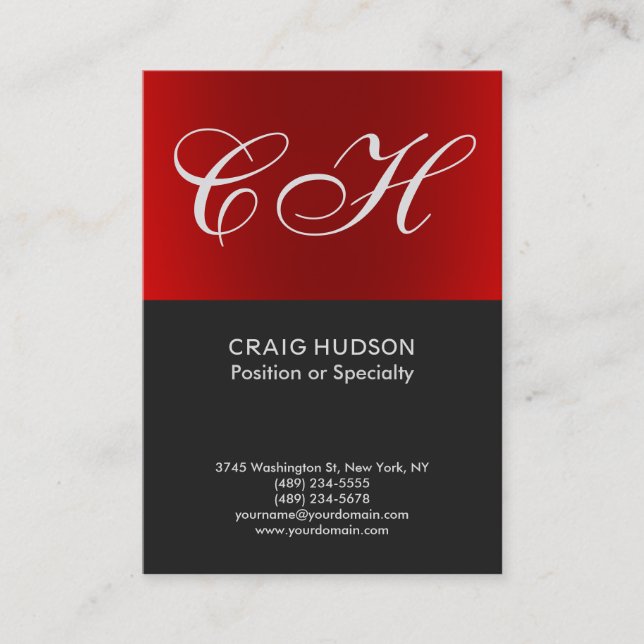 Carte de visite professionnel Chic Red Grey (Devant)