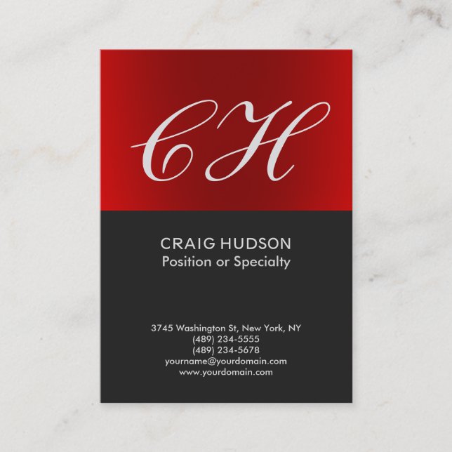 Carte de visite professionnel Chic Red Grey (Devant)