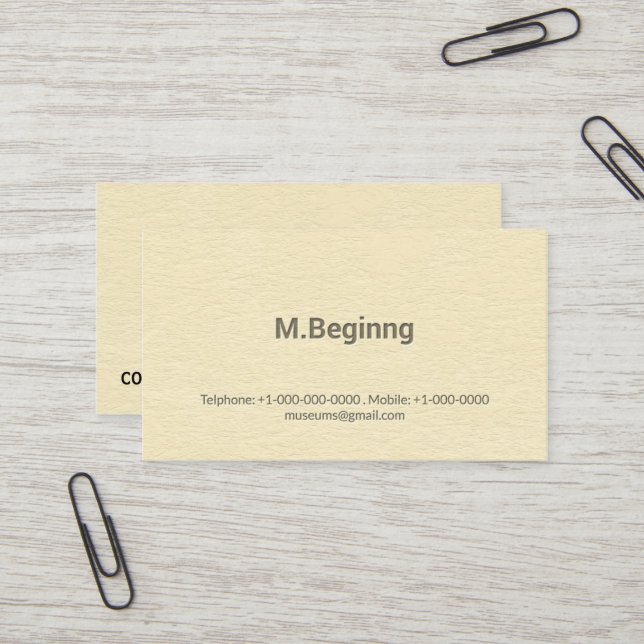 Carte De Visite Professionnel crème d'impression typographique (Devant/Arrière en situation)
