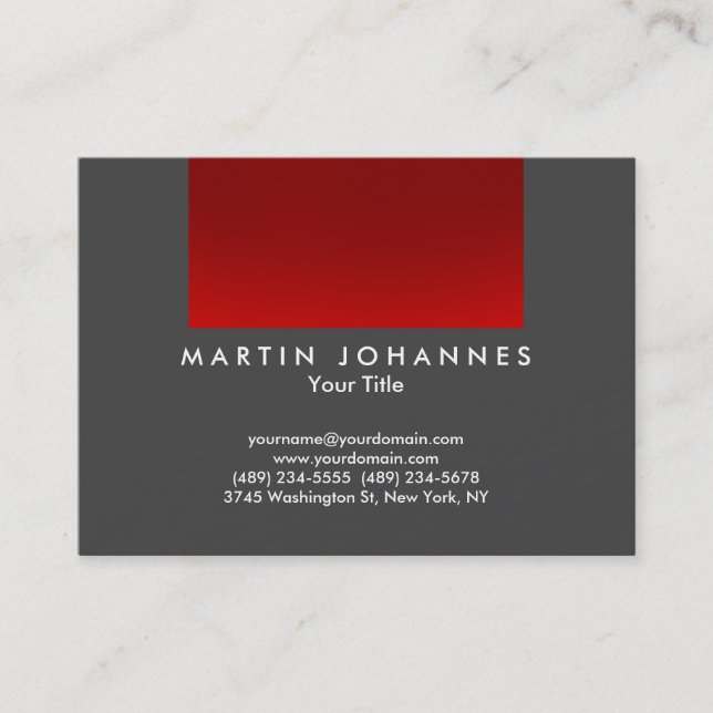 Carte de visite professionnel de bande rouge gris  (Devant)