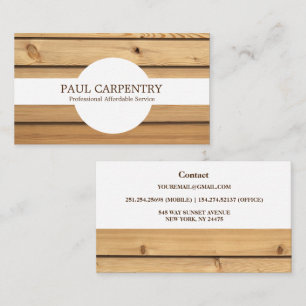 Carte de visite professionnel de charpentier en bo