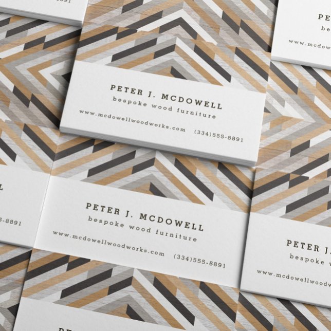 Carte de visite professionnel de collage en tôle d (Wood plank mosaic business card for wood worker or craftsman)