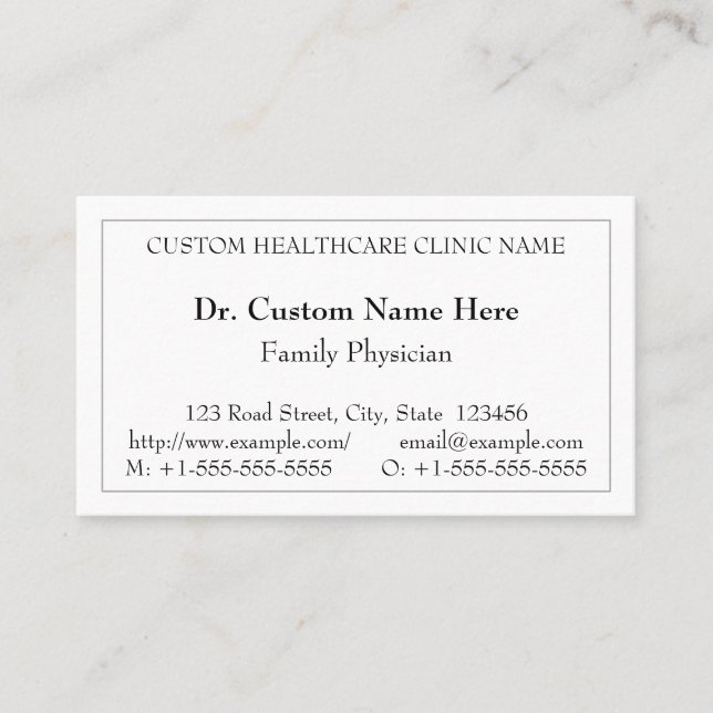 Carte de visite professionnel de la santé classiqu (Devant)