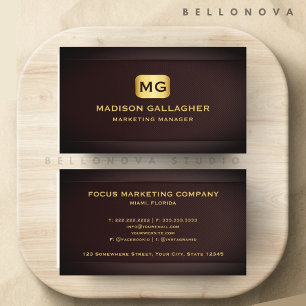 Carte De Visite Professionnel de marketing en or marron rouge fonc
