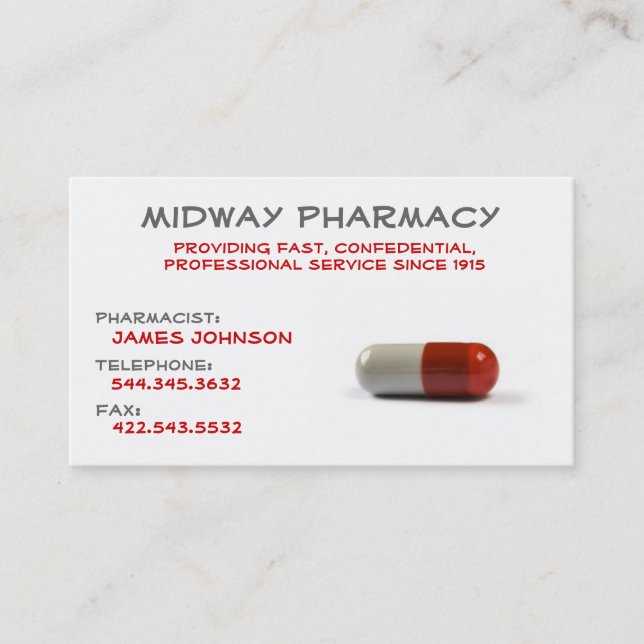Carte de visite professionnel de pharmacie (Devant)