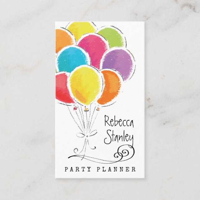 Carte De Visite Professionnel des ballons d'aquarelle du planifica (Devant)
