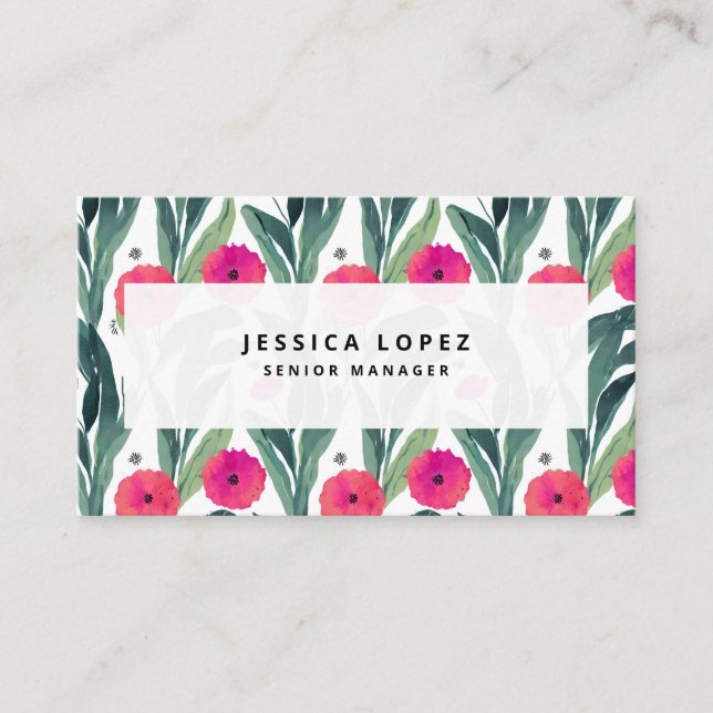 Carte de visite professionnel des pies florales (Devant)