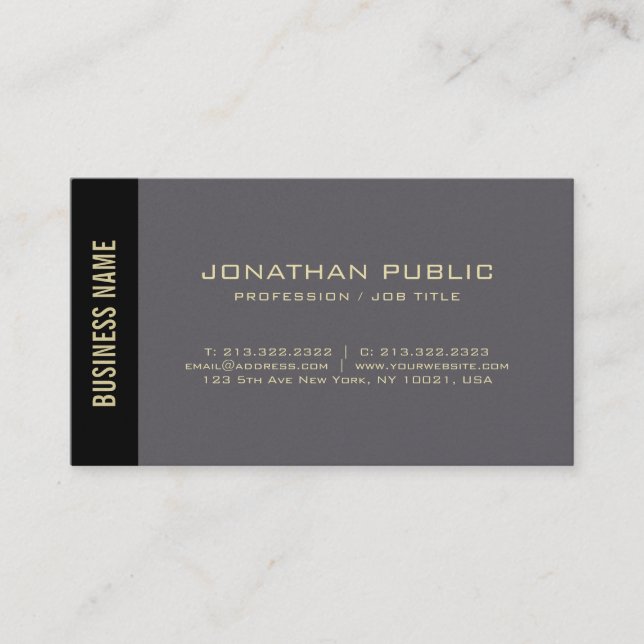 Carte De Visite Professionnel Design Or Script Plain Luxe Chic (Devant)