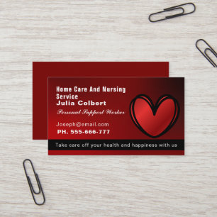 Carte De Visite Professionnel du coeur rouge aidant