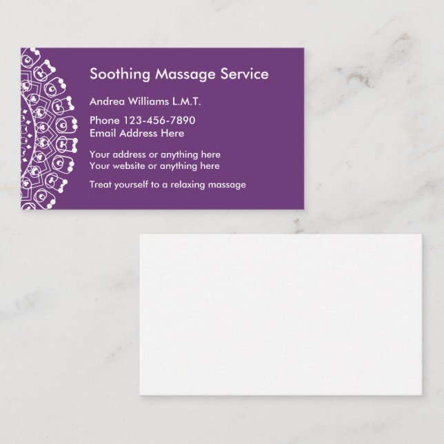 Carte De Visite Professionnel du massage élégant (Devant / Derrière)