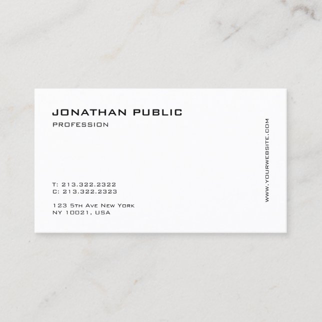 Carte De Visite Professionnel Élégant Blanc Moderne Minimal Simple (Devant)