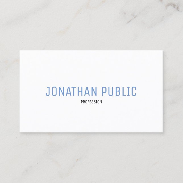Carte De Visite Professionnel Elegant Bleu Blanc Simple Modèle (Devant)